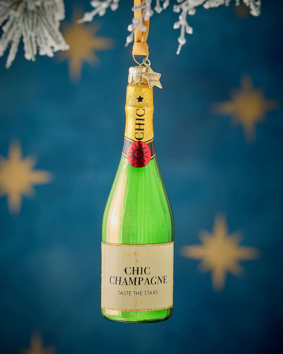 Luxury Champagne Bottle Christmas Ornament